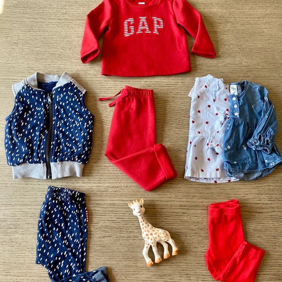 Baby Girls Red, Blue White Capsule Wardrobe - Picture 1 of 4